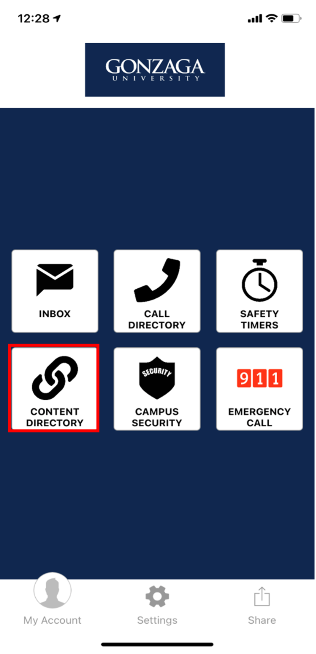Guardian app homepage with content directory selected