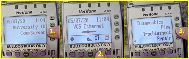 Images showing the steps to pull diagnostics off the card reader