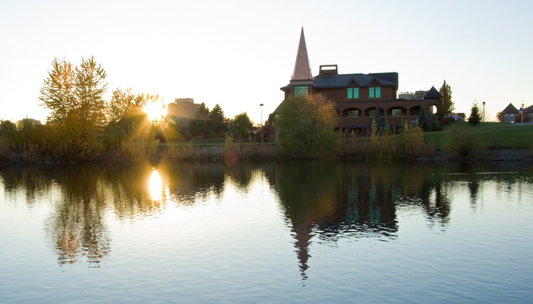 Sun setting on Jundt from Lake Arthur