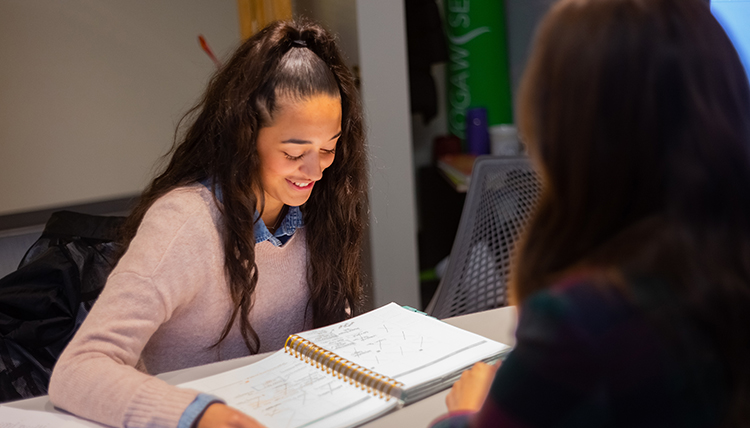 student studying in learning strategies office
