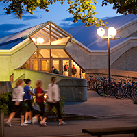 Night time view of the Martin Centre at Gonzaga