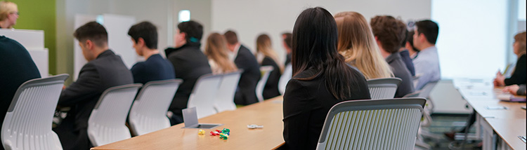 Decorative image people watching a presentation