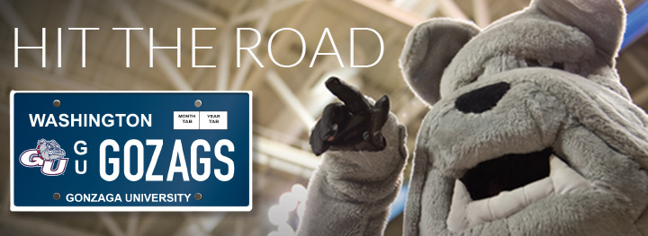 'HIT THE ROAD' WASHINGTON STATE GONZAGA UNIVERSITY AUTO LICENSE PLATE 