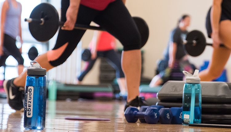 Students participate in a fitness class the RFC