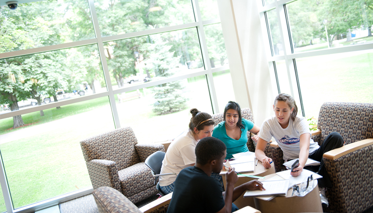 Students working in Hughes.