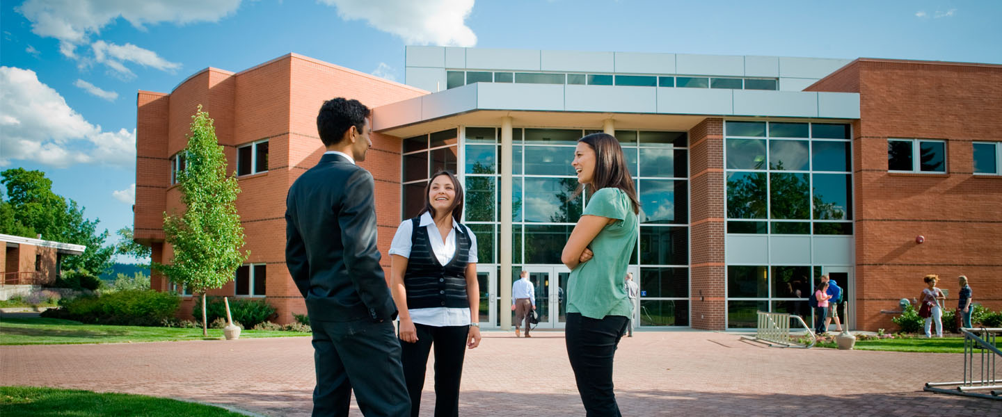 Students speaking outside Jepson
