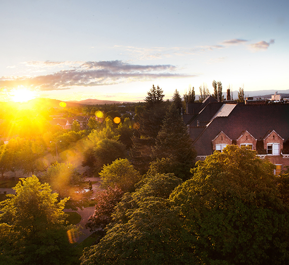 The sun rises over the Gonzaga Campus.