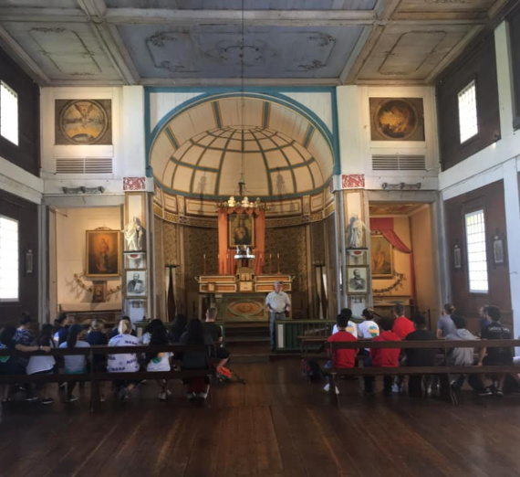 Mass is celebrated at the Cataldo Mission during the Francis Youth Institute