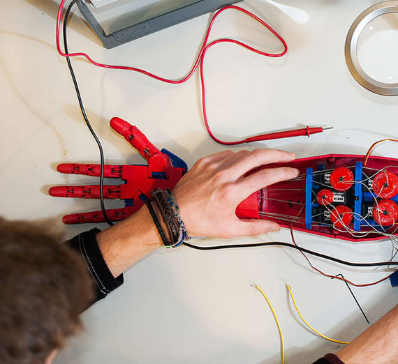 A robotic arm created by Gonzaga University student Christopher Birmingham (’15, B.S. Electrical and Electronics Engineering)