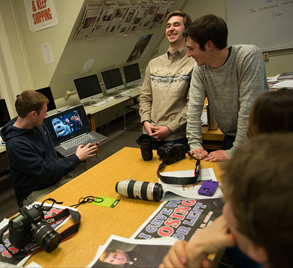 Journalism students gather.