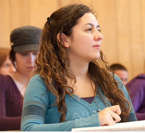 A student listening in class