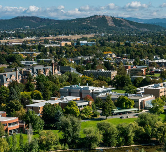 View from Above Gonzaga's Campus and Mt. Spokane