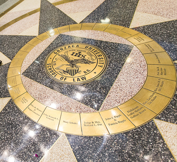 Law School flooring with seal