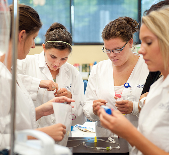 Nursing students in the Sim Lab at Gonzaga University