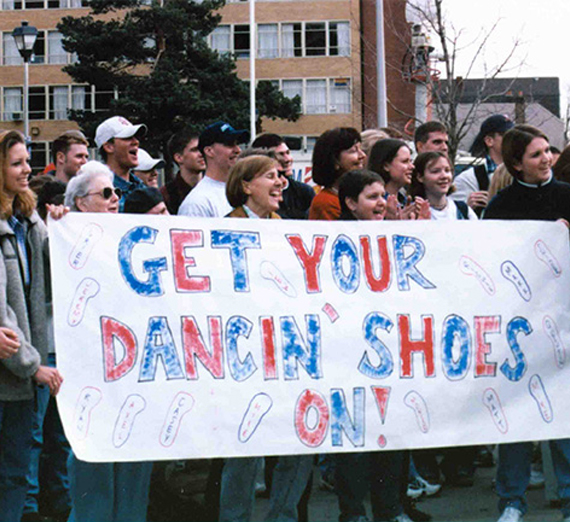 1999 gathering of students for pep rally