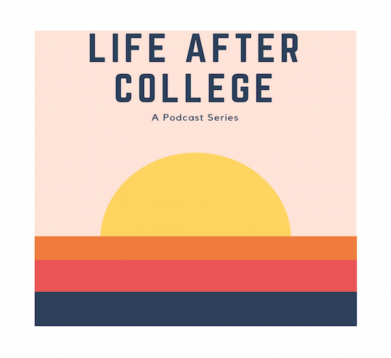 A sun sets as the title life after college is displayed above