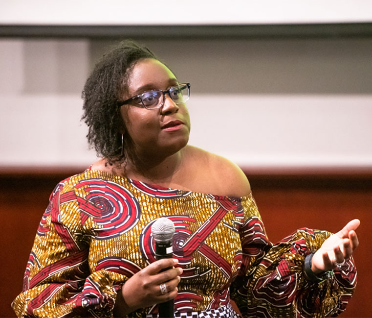 Dr. Nyasha M. GuramatunhuCooper speaking on Leadership in a Global Society: Knowledge of People, Places, Things, and Events.
