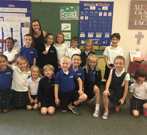 Megan Finnerty with her class 