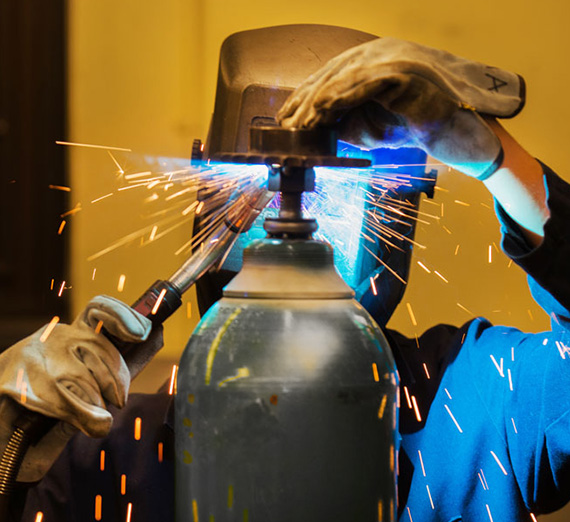 Engineering student welding 