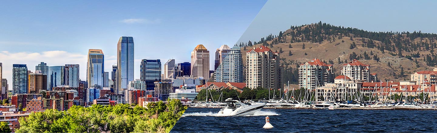 Calgary and Kelowna in Canada