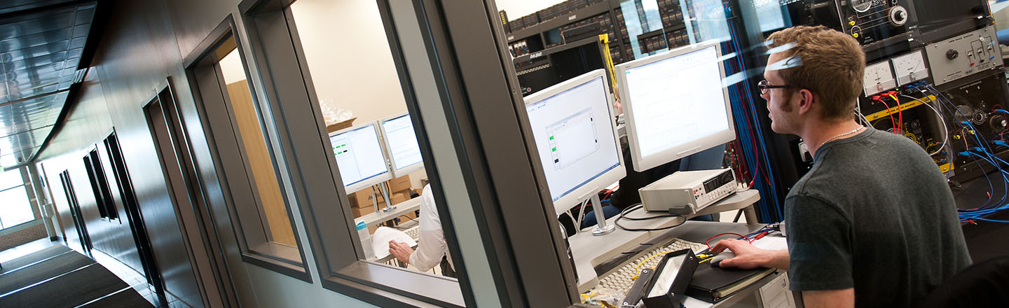 View of ECE lab from hallway.