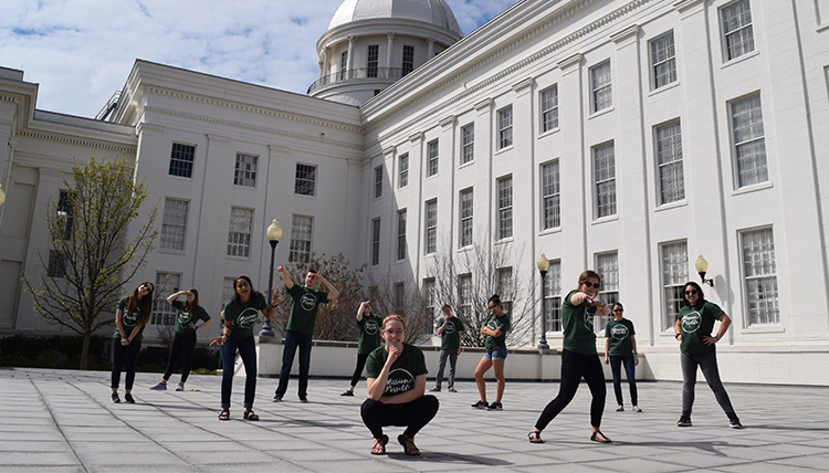 Gonzaga students at the Alabama State Capitol where historic civil rights movements took place.