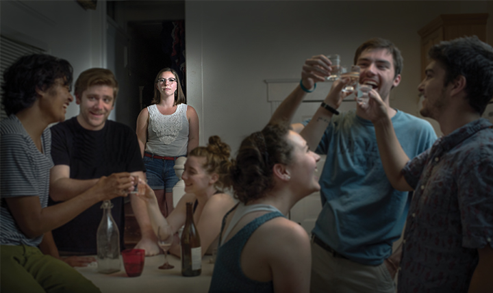 students drinking alcohol at a party