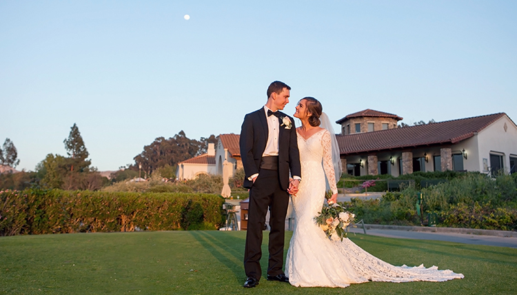 brown tait wedding outdoors on large lawn