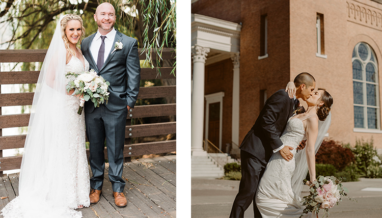 two couples in one photo, both outdoors