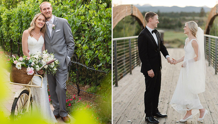 two couples in one photo, both outdoors