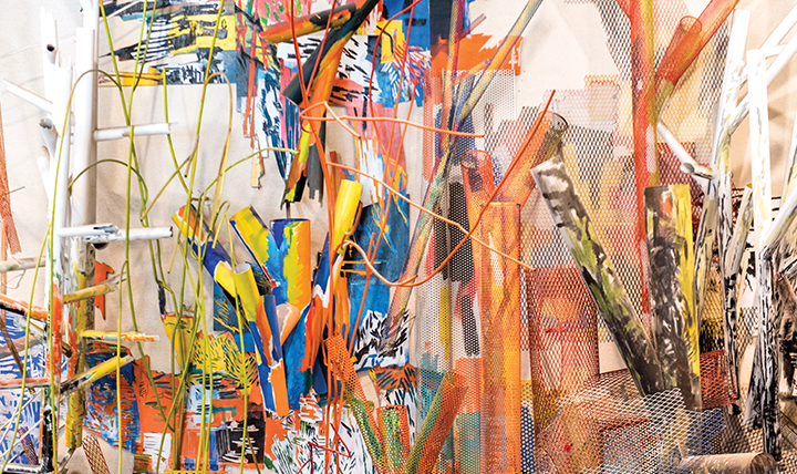 contemporary art by Judy Pfaff, hanging at the Chase Gallery, Spokane