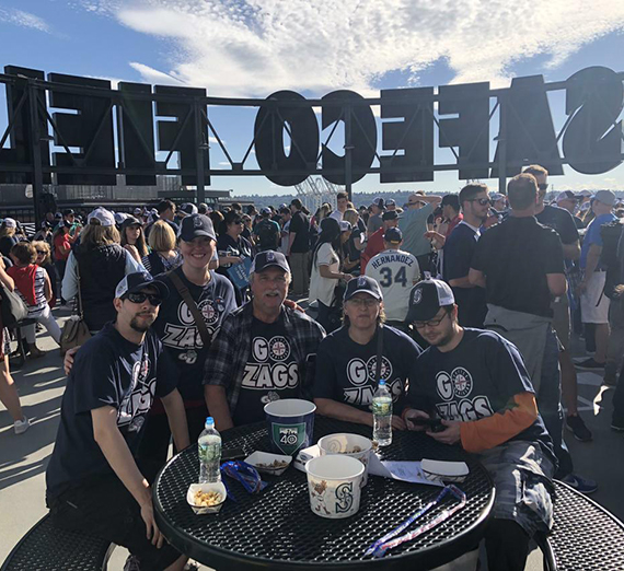 Gonzaga fans at Safeco Field for Mariners game.