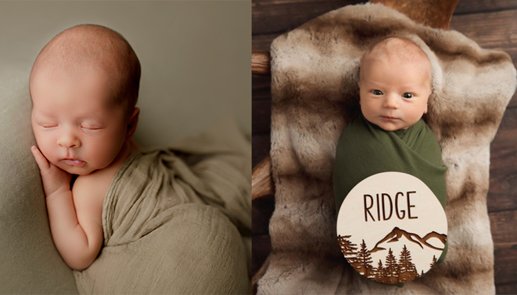 two separate photos of babies