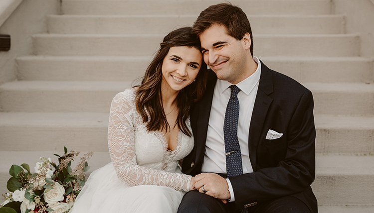 couple sitting on steps