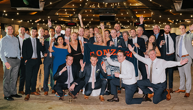 several generations of Zags celebrate with new couple