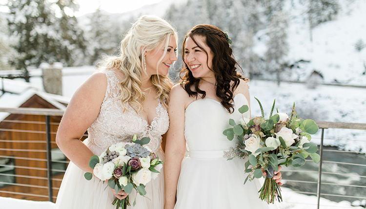 two women marrying in winter