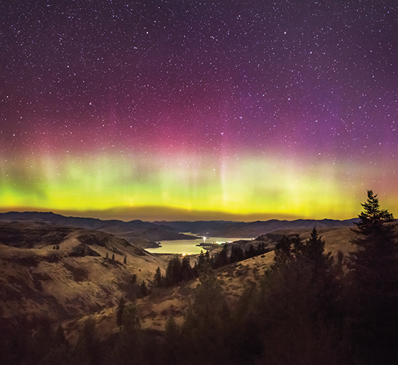 northern lights over Keller Ferry in WA by Craig Goodwin