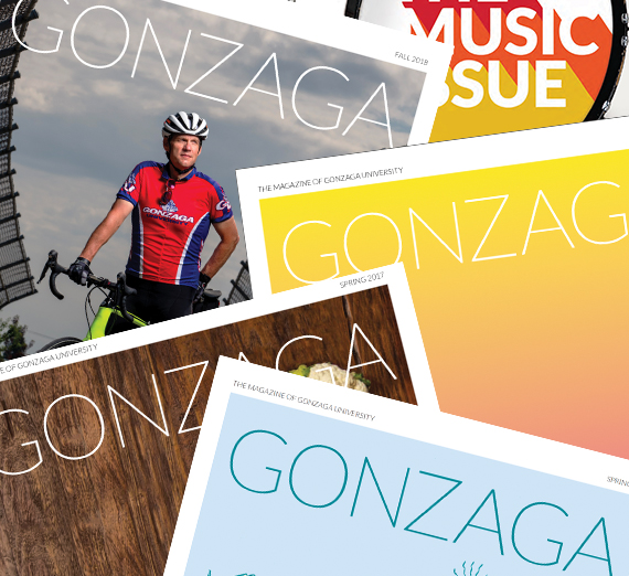collage of copies of Gonzaga Magazine