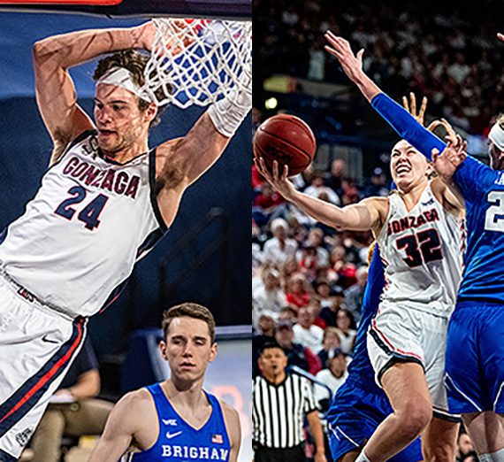 Corey Kispert and Jill Townsend taking it to the hoop. (GU photos)