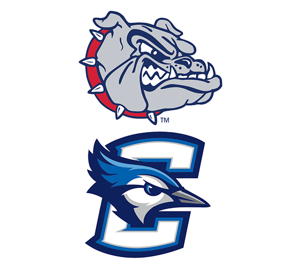 logos of the Gonzaga Bulldogs and Creighton Bluejays