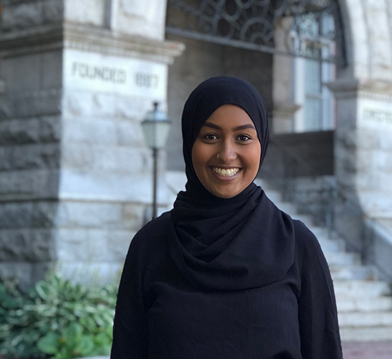female student wearing a black hijab