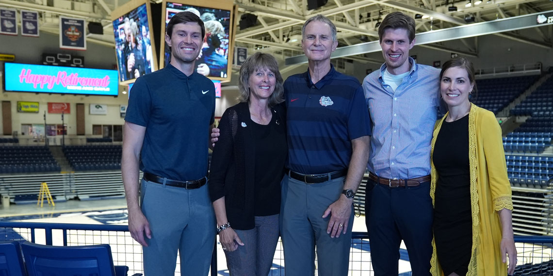 Retiring Athletic Director Mike Roth and his family (L to R): Dr. Matt Roth, Linda Roth, Mike Roth, Dr. Brad Roth, Ashley Roth