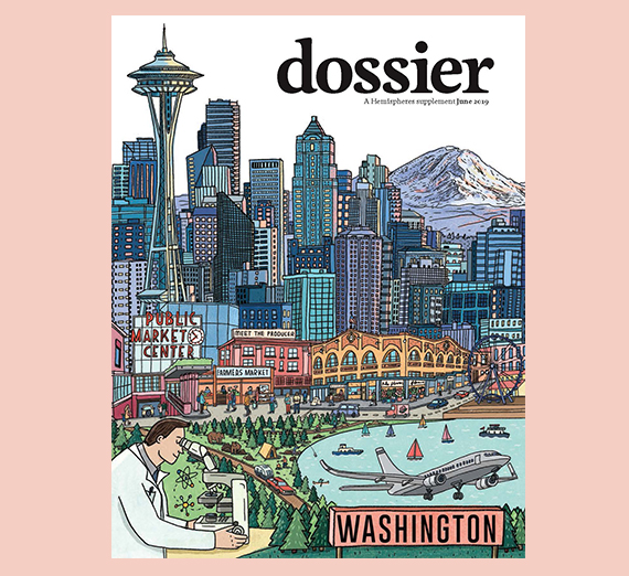 cover of magazine with illustration of Washington