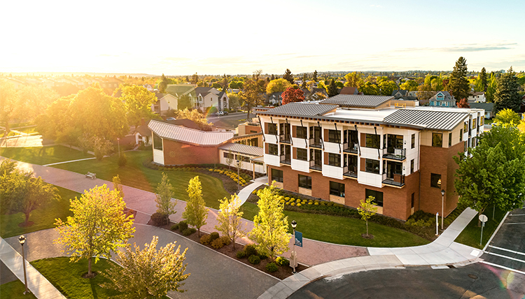 drone photo of Della Strada Jesuit facility on Gonzaga campus