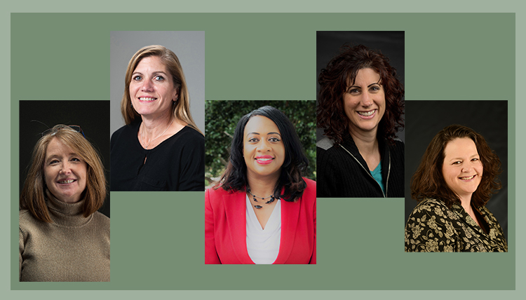 five individual women photos