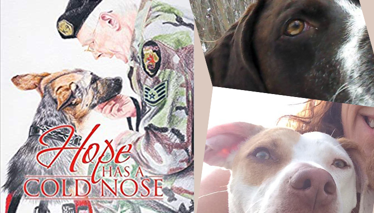 cover of book and pictures of dogs